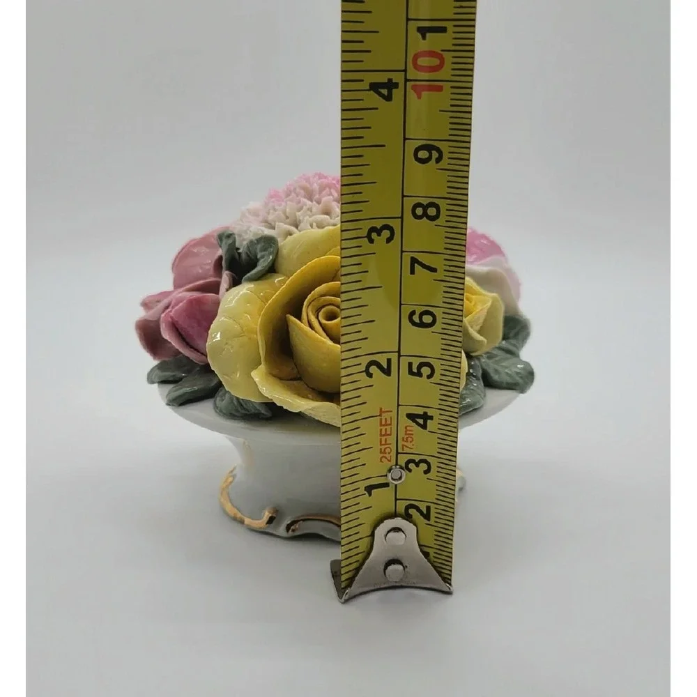 Dresden Porcelain Pink And Yellow‎ 3D Roses Compodimate